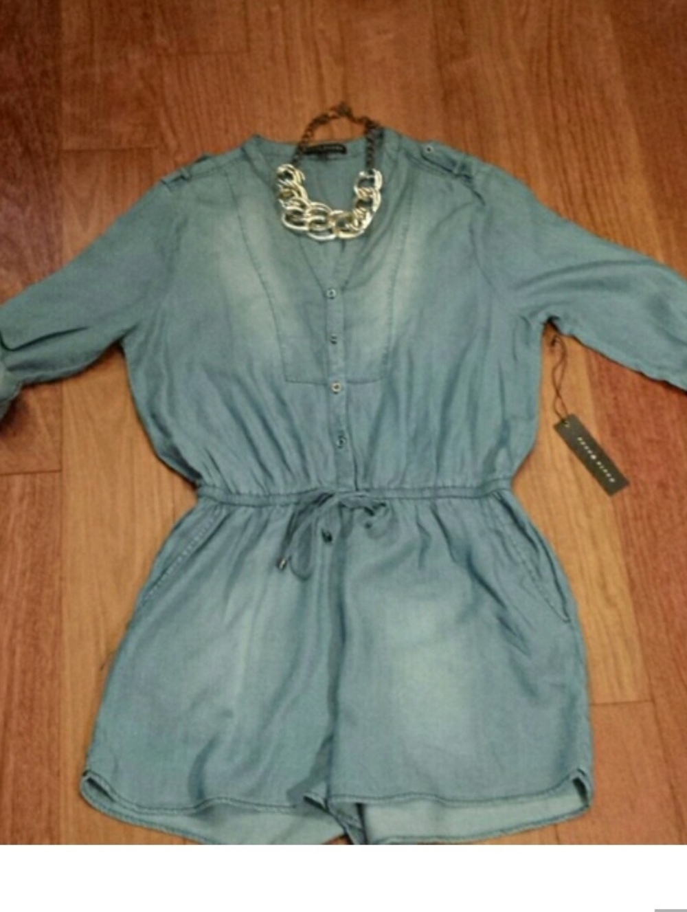Haute Monde Light Blue Chambray Jumpsuit